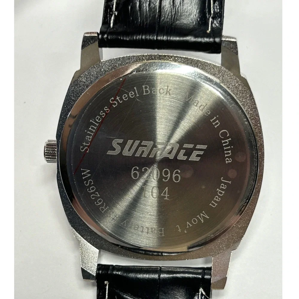Surface Men's‎ Watch & Pocket Watch Set Black Leather Band Tachymeter Cross New